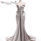 Вечерние платья-русалки varboo_эльза 2017, атласное платье без рукавов со шлейфом для выпускного вечера, серебристое вечернее платье на заказ