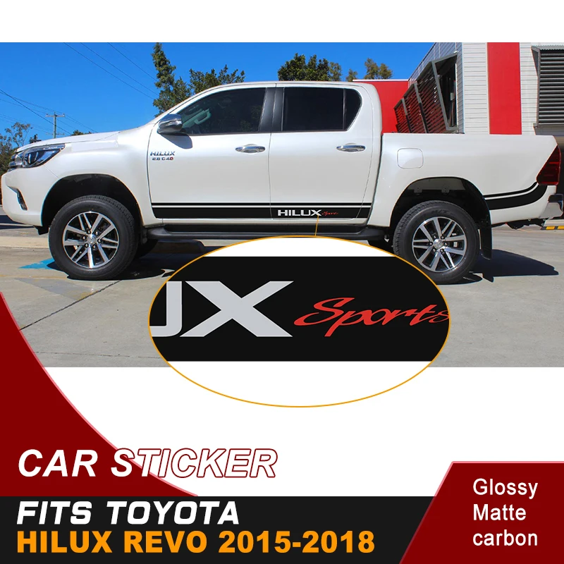 2 шт. hilux racing side stripe pickup boxbed graphic 4x4 Автомобильная Виниловая Наклейка для TOYOTA HILUX revo и