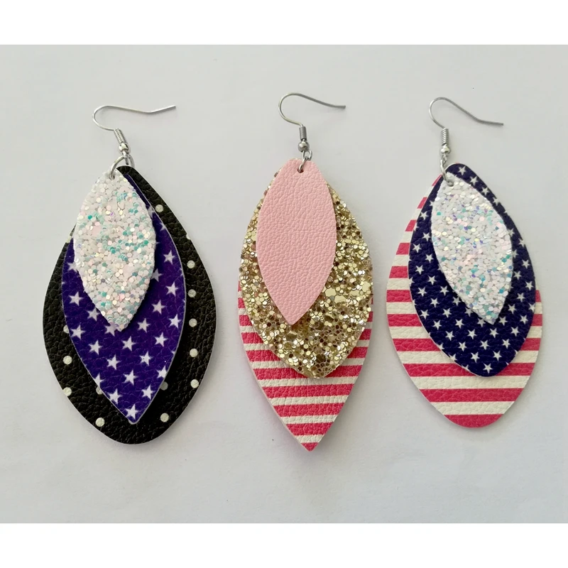 Серьги подвески из искусственной кожи с принтом в полоску|Серьги-подвески| |