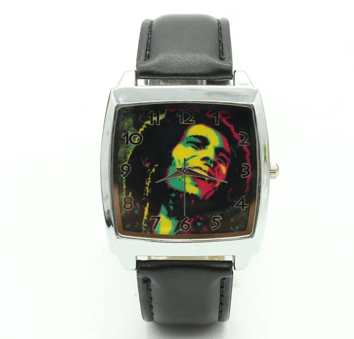 Jamaica Bob Marley модные Стальные наручные часы черный кожаный ремешок | Наручные