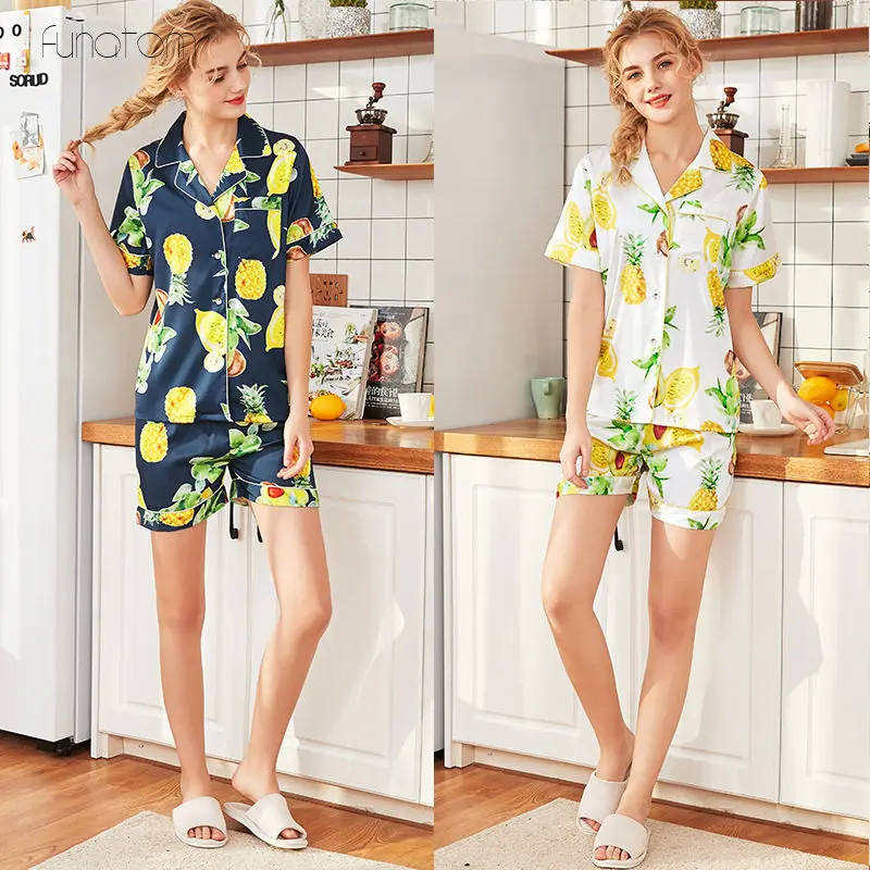 Funatom/брендовые пижамные комплекты для женщин с рисунком ананаса кружевная