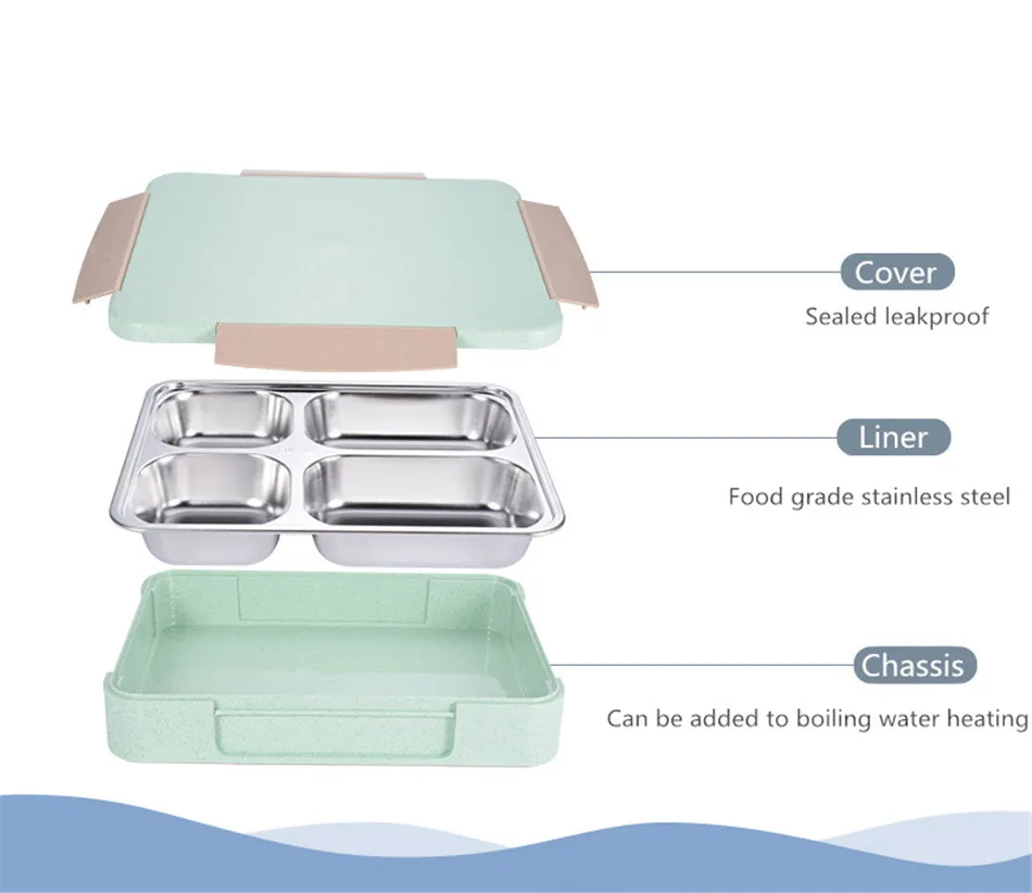 ONEUP Ланч-бокс из нержавеющей стали 1250 мл герметичный Bento box Microwavable Foond контейнер с портативной сумкой теплоизоляция