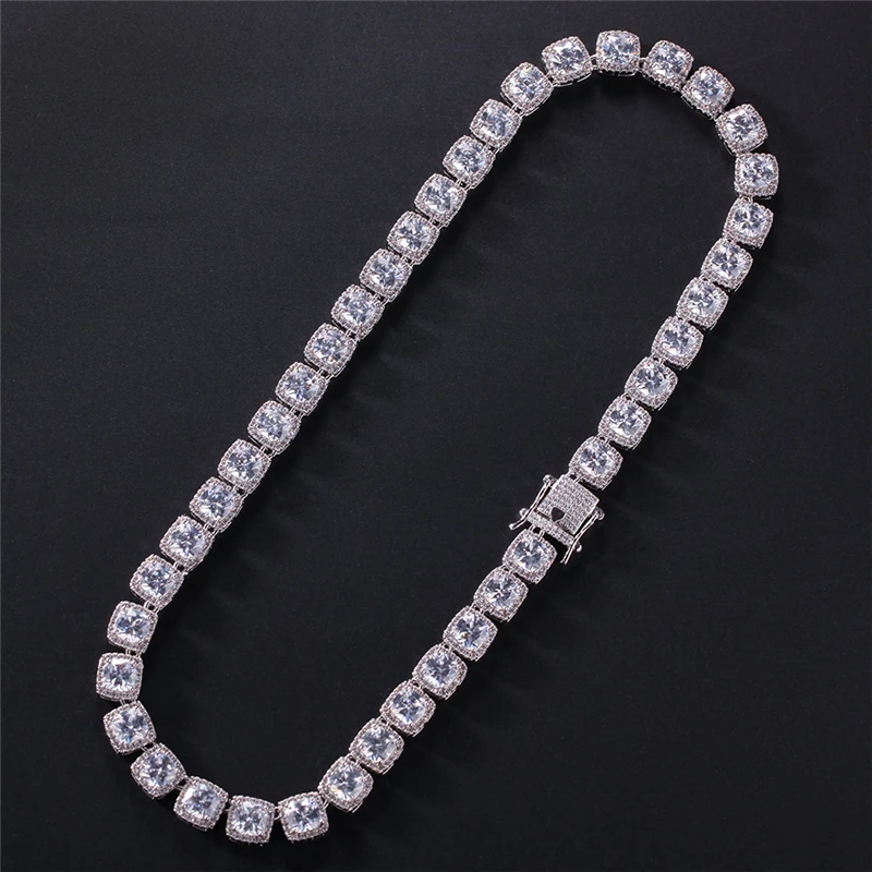 Хип хоп 10 мм Bling квадратный AAA CZ кубический цирконий Iced Out браслет ожерелье из камней правильной геометрической формы теннисная цепь для мужчин ювелирные изделия