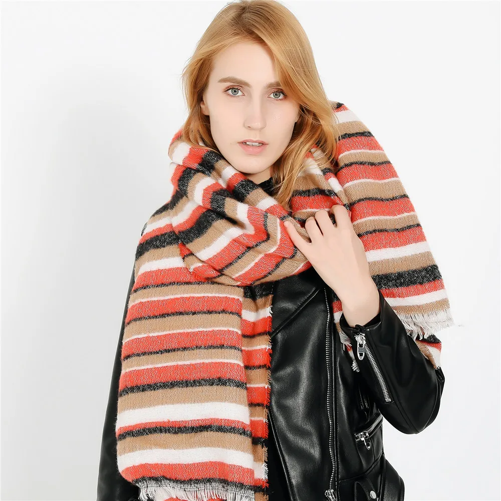 Зимние брендовые кашемировый шарф Для женщин Одеяло плед пашмины пончо платки и