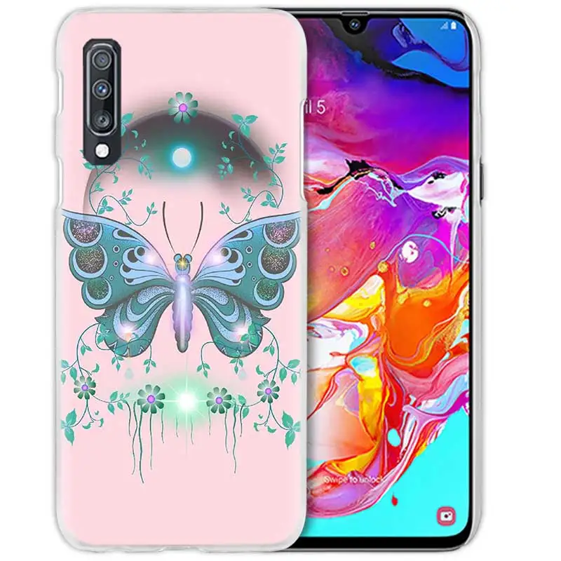 Бабочка чехол для samsung Galaxy A50 A70 A20e A40 A30 A20 A10 A8 A6 плюс A9 A7 Прозрачный жесткий чехол из ПК для телефона с цветочным узором Мандала - Цвет: 09