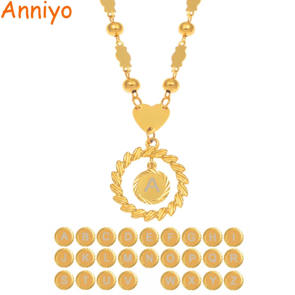 Anniyo A-Z буквы ожерелья с подвеской-кулоном для женщин и девочек английский