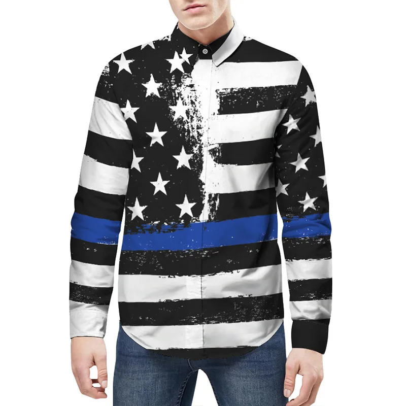 Высококачественная Мужская модная рубашка с принтом в полоску со звездами