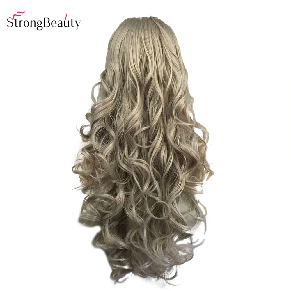 StrongBeauty серебристо-серые кружевные передние парики для черных женщин длинные