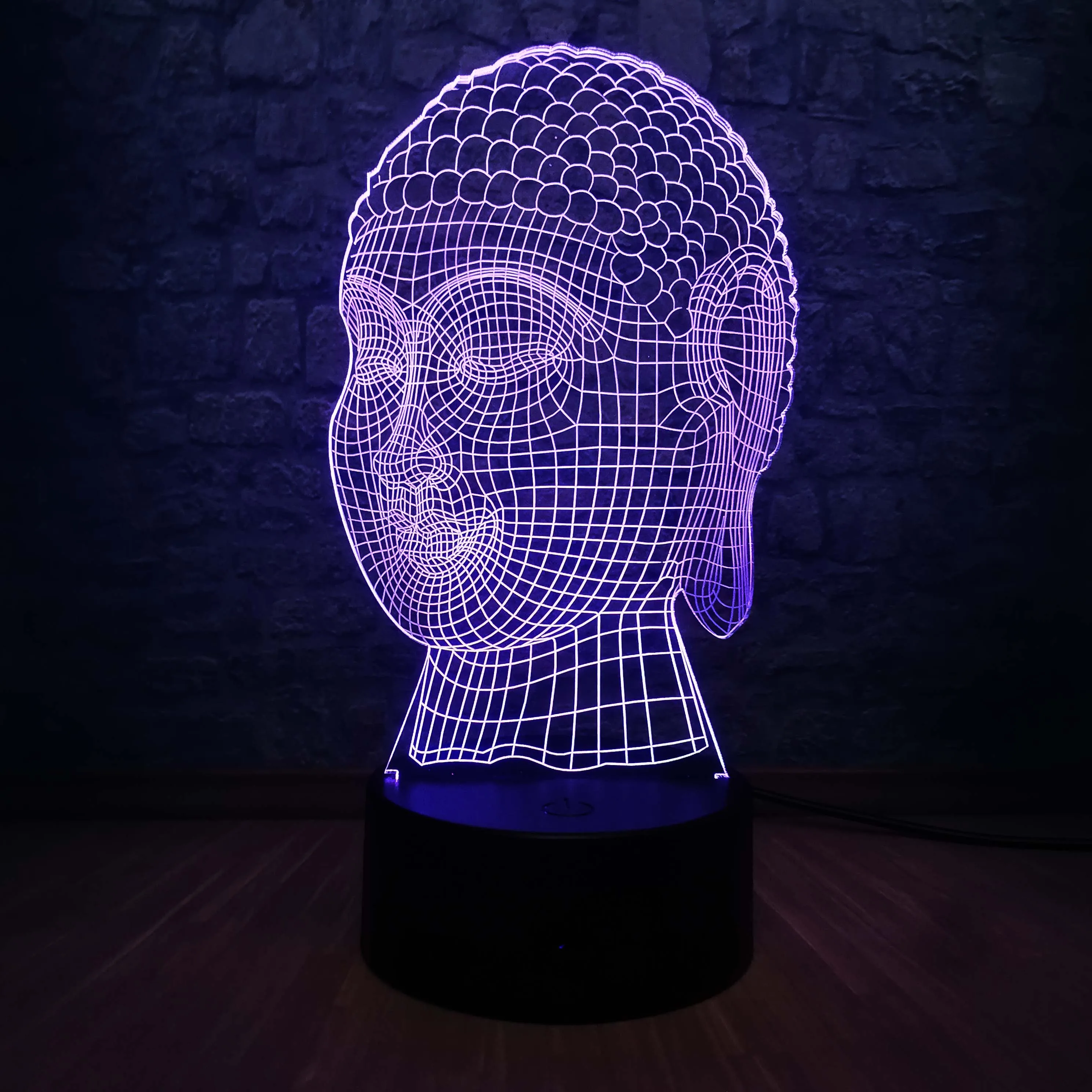 Новинка 3D голова Будды Tathagata Bless предприятие домашнее украшение светодиодная USB
