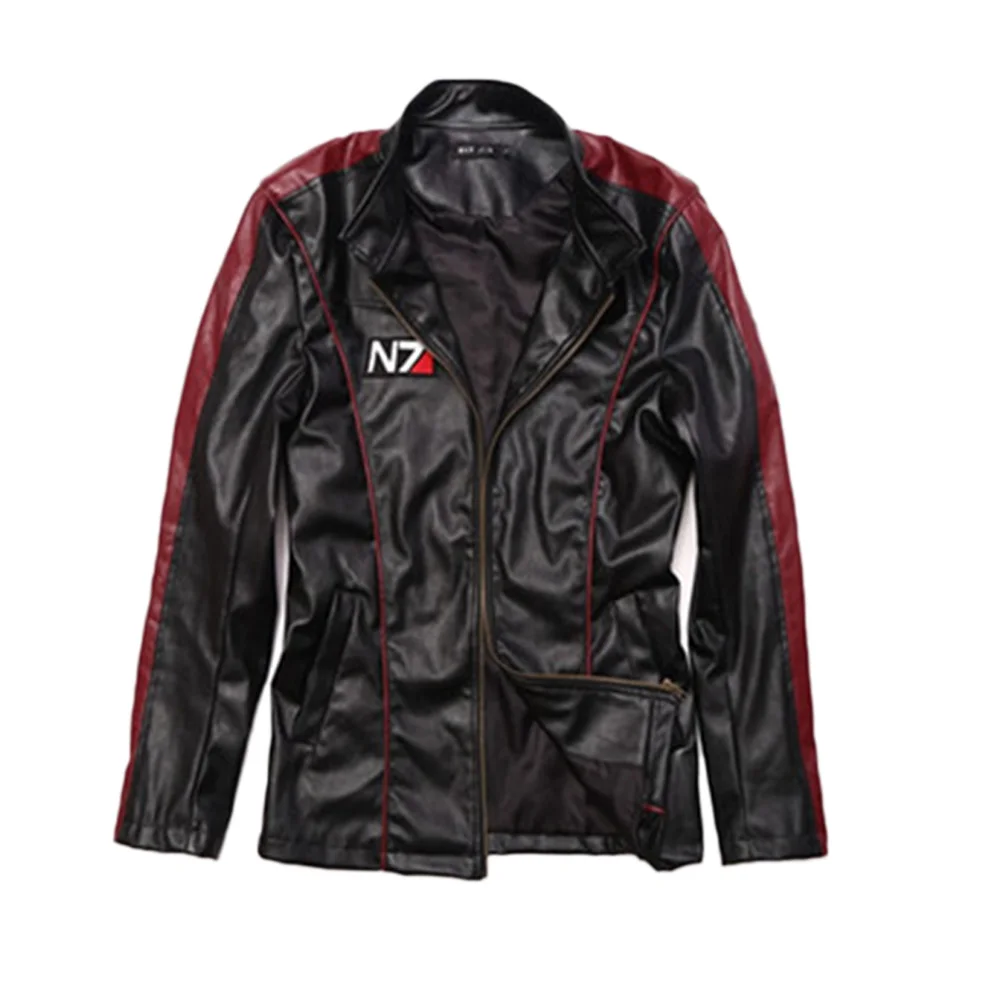 Игра Mass differed 3 Косплей Костюм N7 Commander Shepard Черная куртка из искусственной кожи для мужчин взрослых на молнии весна осень пальто