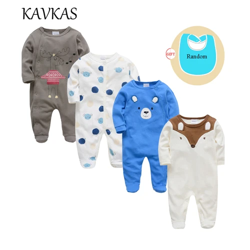Kavkas/4 шт./партия одежда для малышей хлопковые детские комбинезоны на Рождество с длинными рукавами и круглым вырезом roupa de bebes, Одежда для новорожденных девочек и мальчиков - Цвет: 86394044