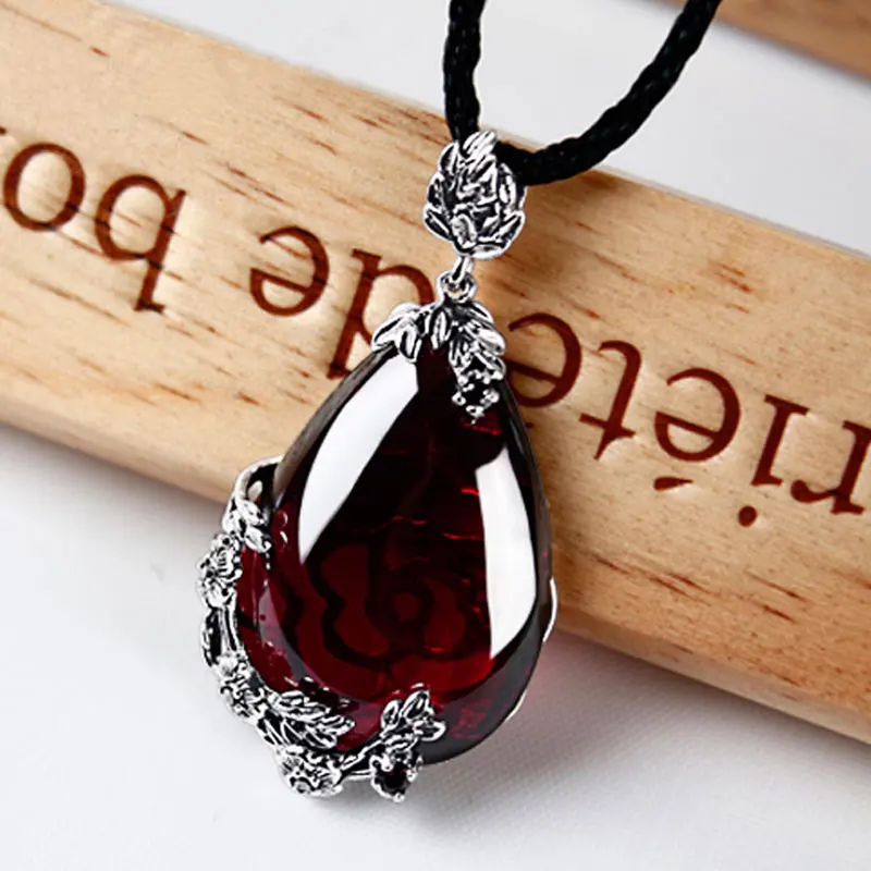 Женское ожерелье из серебра 100% пробы с натуральным красным гранатом|jewelry necklace