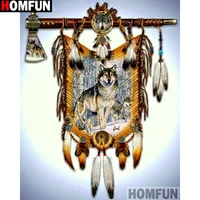 homfun full squareround drill 5d diy diamond painting animal wolf embroidery cross stitch 5d home decor gift a14185