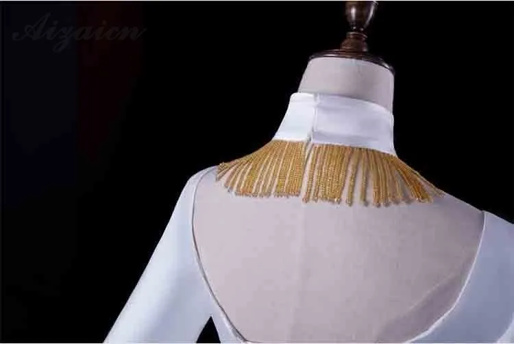 Национальный Ветер белый Cheongsam хост Длинные вечерние платья для женщин Китайская традиционная одежда Qipao Вышивка хвост платье