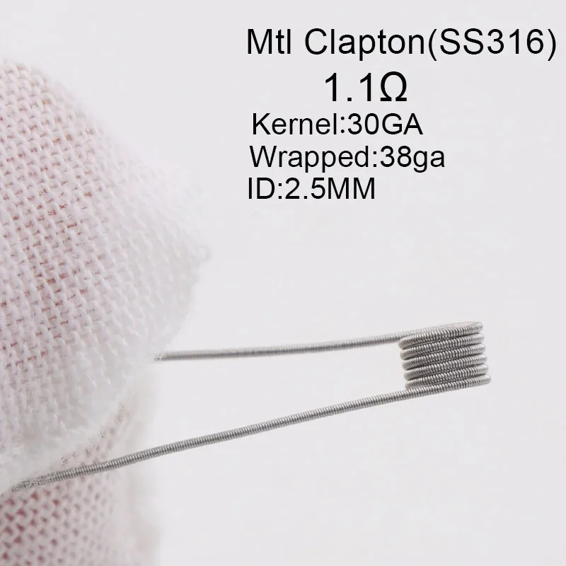 Mtl-Clapton-316 50/100 шт XFKM тончайший MTL Fused Clapton с сопротивлением готовые катушки A1 SS316 Ni80 для MTL вейпер RDA RTA танк-Атомайзеры высокое сопротивление - Цвет: Mtl-Clapton-316