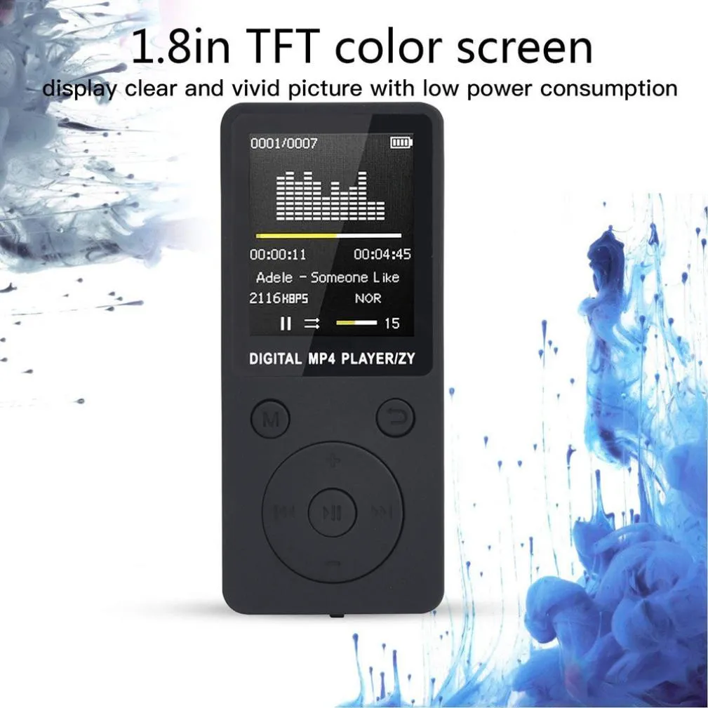 Портативный MP4 без потерь Звук Музыкальный плеер FM рекордер walkman плеер мини Поддержка музыки, радио, записи, 3 TF карты не включены