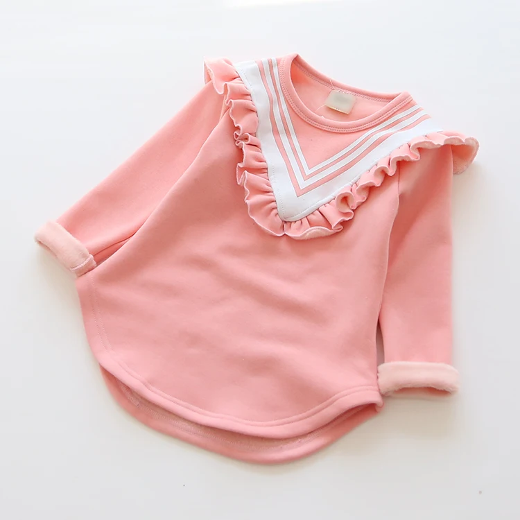 Зимняя новая стильная длинная футболка из плотного бархата для маленьких