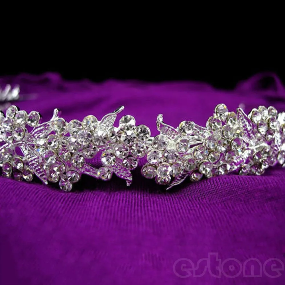 Модный мерцающий полный кристалл цветок лист Свадебный Цветочный для девочек