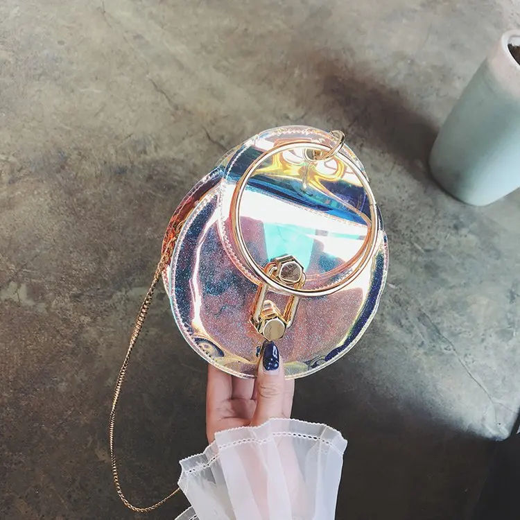 Дропшиппинг 2018 Для женщин Лето Круглый плеча Crossbody Сумки цепочки Лазерная