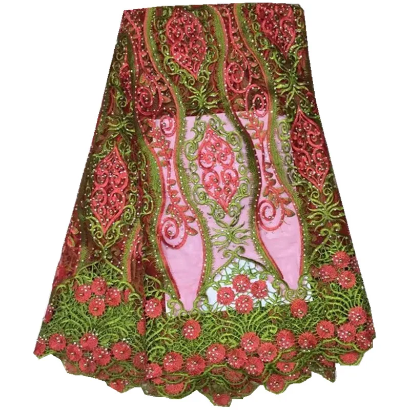 2017 Бесплатная доставка африканская Кружево Ткань высокое качество Вышитый Тюль