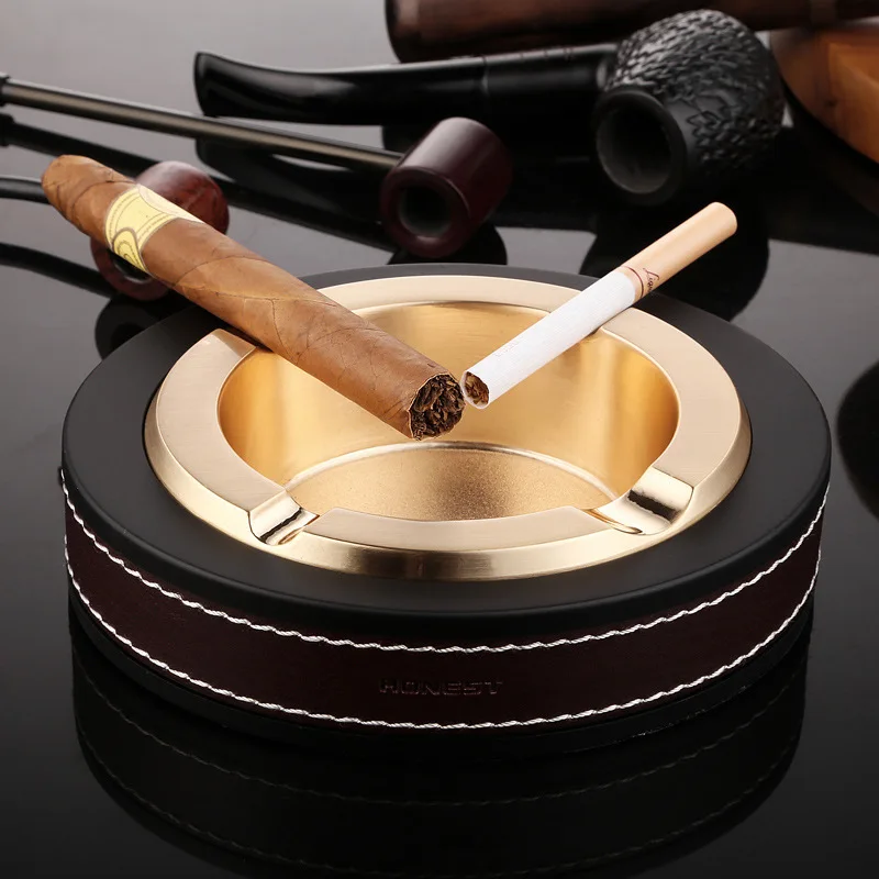 Сигарная Кожа Металл креативная модная Личность бутик большая пепельница