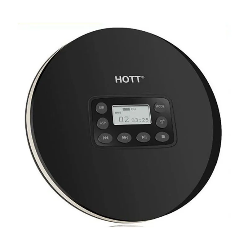 Черный HOTT 711T Bluetooth портативный CD-плеер с перезаряжаемой батареей светодиодный дисплей, персональный CD walkman, чтобы наслаждаться музыкой и аудиокнигой - Цвет: Черный