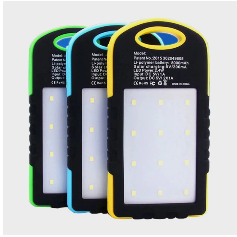 Универсальный 8000 mah солнечный банк энергии на открытом воздухе солнечный банк силы Внешний аккумулятор портативное зарядное устройство для всех сотовых телефонов с светодиодный свет