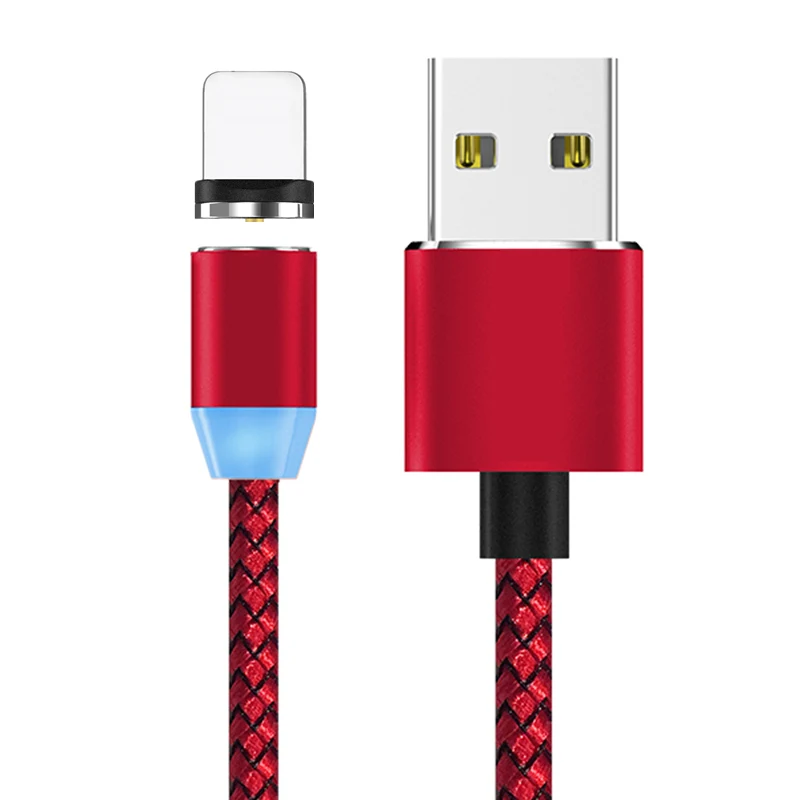 Red Cable and Plug 3 в 1 синий светодиодный магнитный Micro Тип usb-C зарядный кабель для передачи данных для iPhone SE 5S 7 8 плюс XS XR X samsung Xiaomi Redmi Note 4/5/6/7 Pro - Цвет: Red Cable and Plug