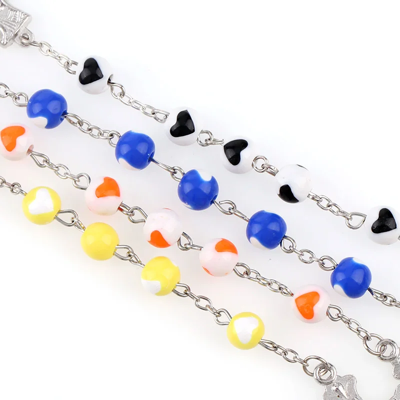 Пластиковые круглые католические четки 8 мм ожерелье с бусинами надписью Мэри