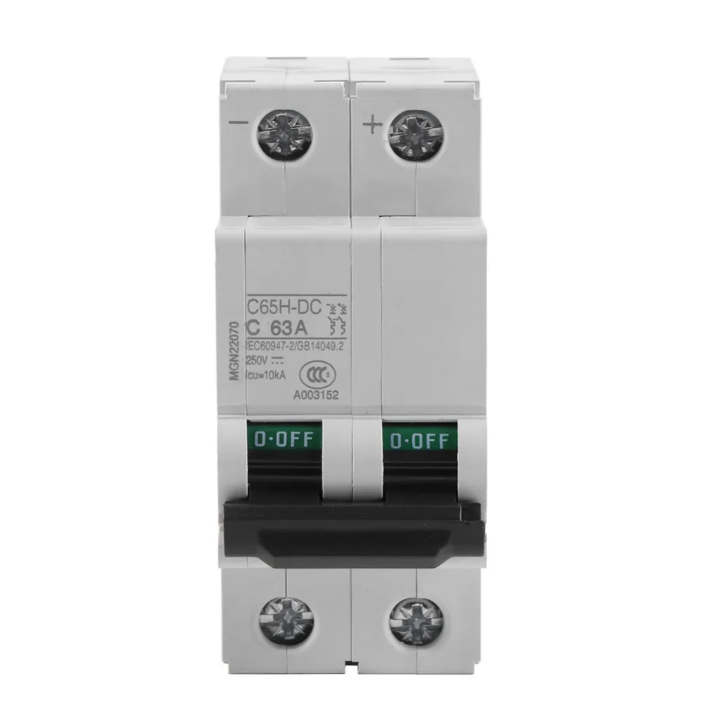 Профессиональный 63A C65H-DC 2P миниатюрный выключатель низкого напряжения DC 250 В 2-полюсный автоматический воздушный выключатель
