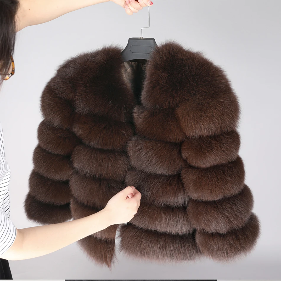 Maomaokong2019 new winter Jacket women's thick fur coat Real fox leather jacket High quality fox coat round neck Warm coat