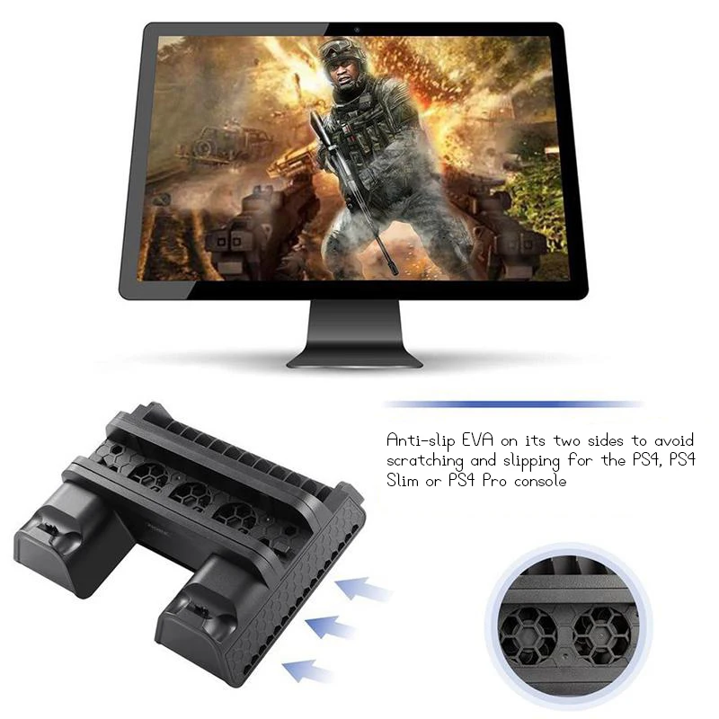 USB вертикальные зарядные устройства подставка с охлаждающим вентилятором двойные контроллеры зарядная станция для PS4/PS4 Slim/PS4 Pro вертикальный держатель кронштейн