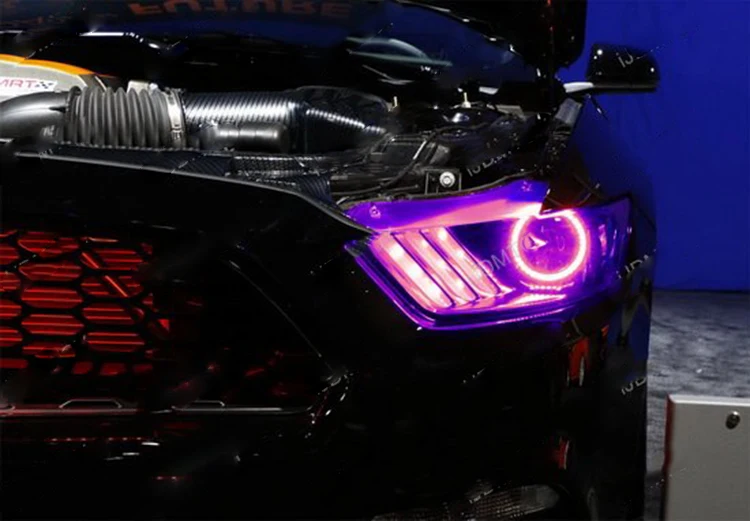 Последняя фара многоцветный RGB светодиодный ангельские глазки Halo Кольцо глаз DRL RF пульт дистанционного управления для Ford Mustang аксессуары