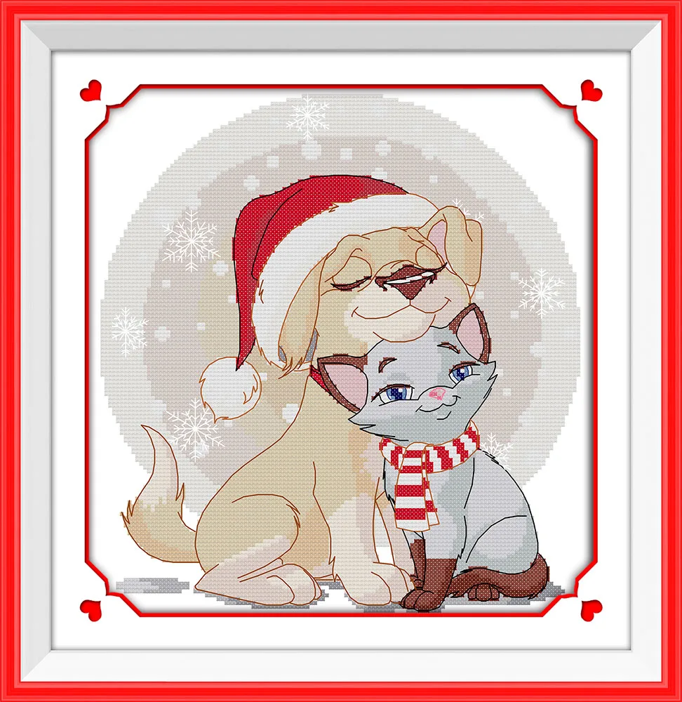 Merry Christmas Cross Stitch Embroidery Needlework Sets Dmc Floss Printed Wall Decoration | Дом и сад