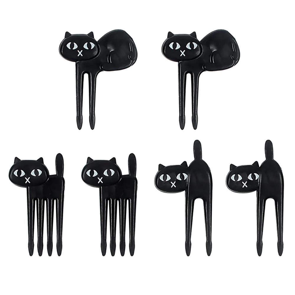 Вилка для фруктов в виде черной кошки 6 шт.|kitchen accessories|kitchen kitchenaccessories kitchen |