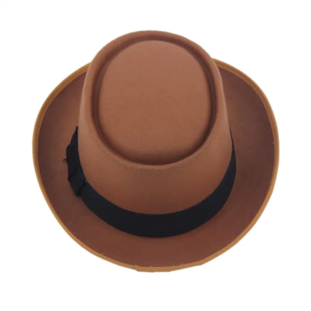 LUCKYLIANJI унисекс Ретро фетровая свиная пирог поркпи шапка овальная с короткими полями черная лента группа котелок(один размер: 58 см