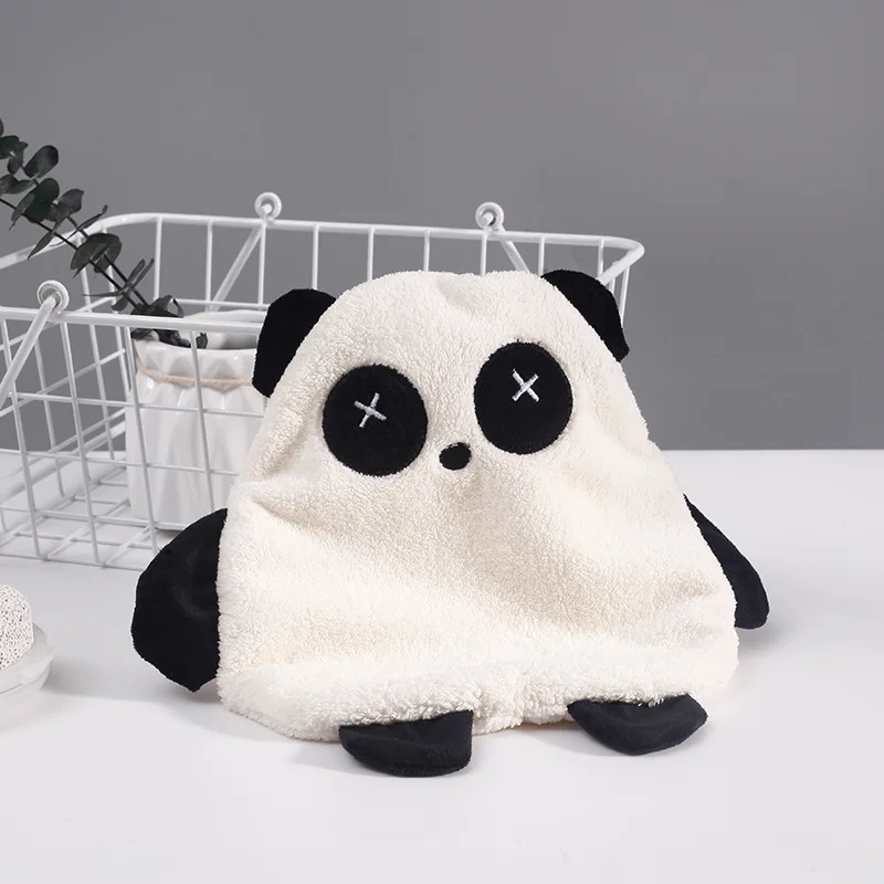 Детское полотенце для рук кораллового цвета с рисунком панды детское пляжное