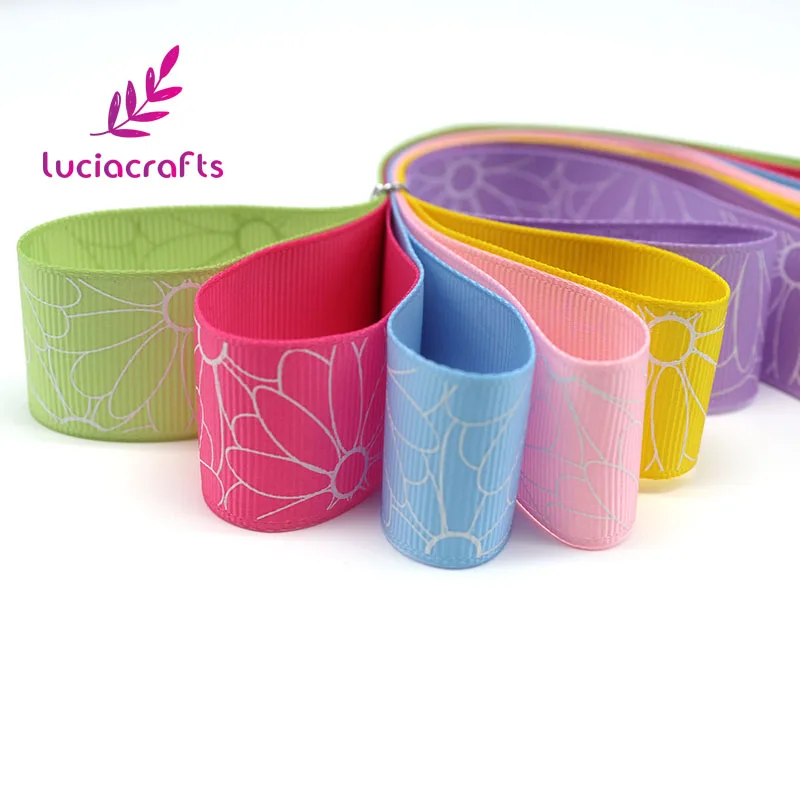 Lucia crafts 25 мм полиэфирная атласная лента с цветочным принтом ленты для рукоделия