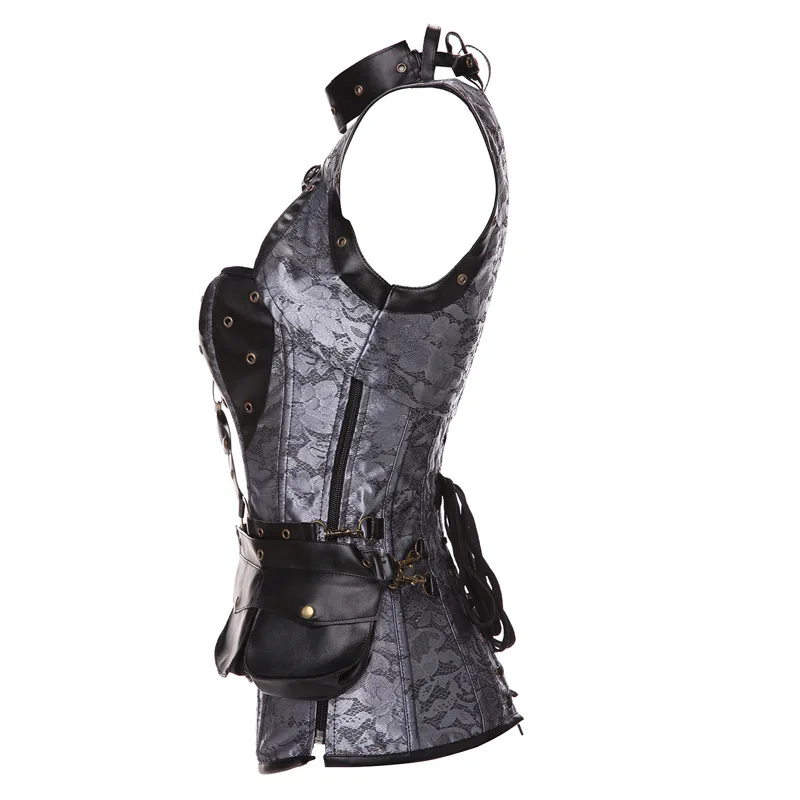 Женский корсет в стиле стимпанк из парчи винтажный Ретро со стальными косточками