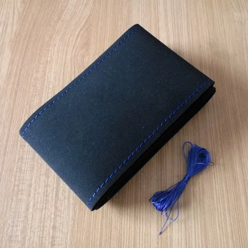 Blue thread Авто Крышка Рулевого Колеса DIY замшевое рулевое колесо автомобиля противоскользящее дышащее мягкое автомобильное Стайлинг Аксессуары для интерьера - Название цвета: Blue thread