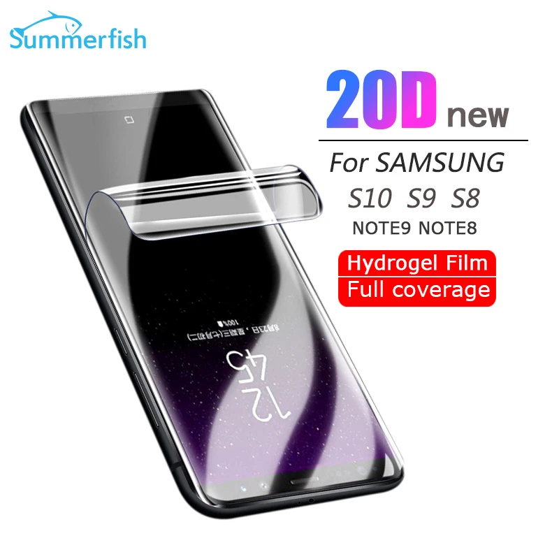 20D Защита экрана для Samsung Galaxy S10 S9 S8 Plus Note 9 8 5G e + полностью изогнутая Гидрогелевая