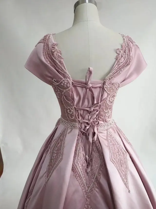 CloverBridal 2017 пыльный розовый вышитый бисером прямоугольный узор винтажные