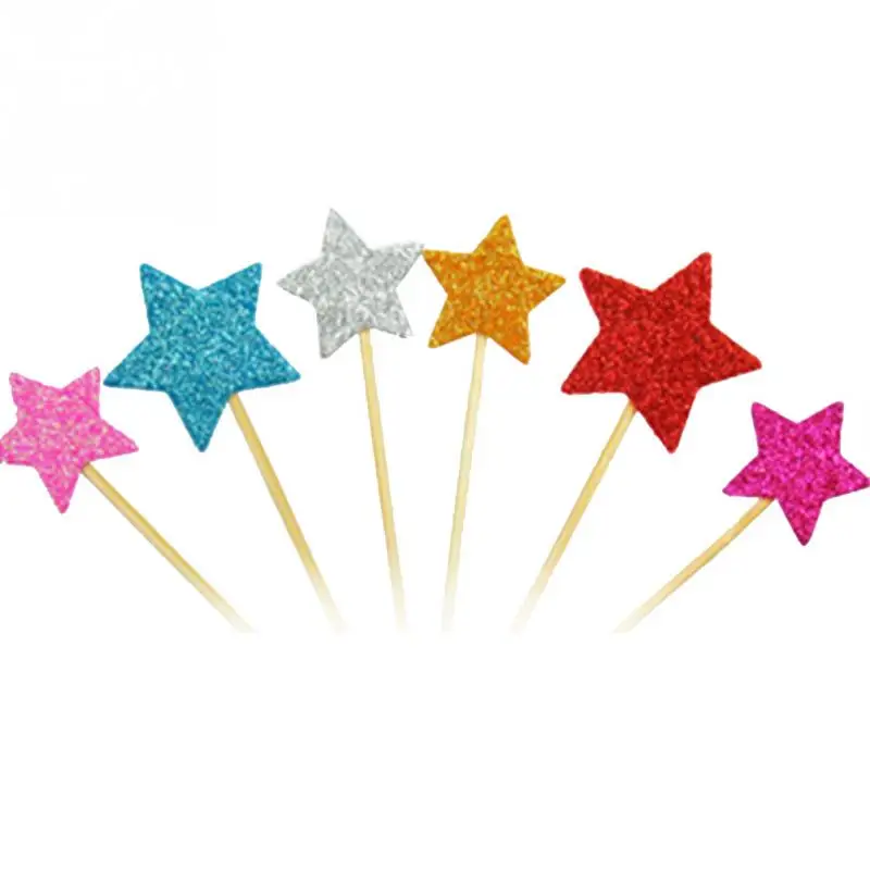 6 шт. ручной прекрасный розовый Сердце Звезда кекс топперы для маленьких девочек
