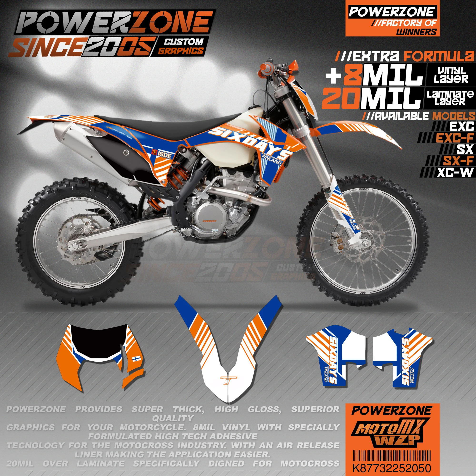 PowerZone пользовательские команды графики фоны наклейки 3m Набор для KTM SXF MX EXC XCW Enduro