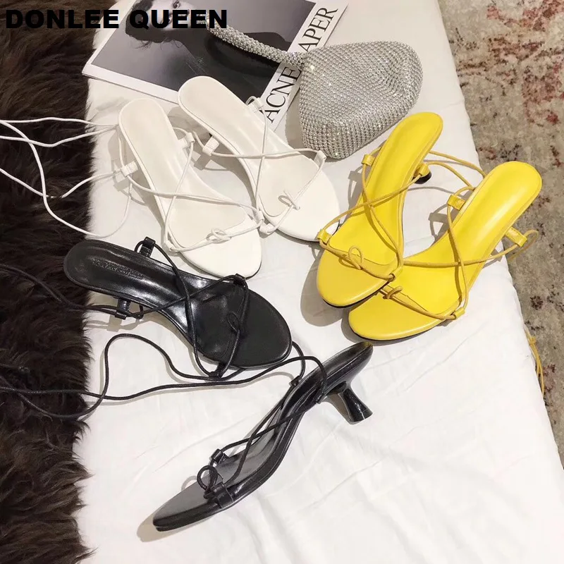 2019 г. Новые летние женские сандалии на шнуровке с перекрестной шнуровкой и