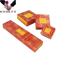 omhxfc wholesale fashion elegant fine red yellow paper necklace bracelet earrings packaging accessories jewelry gift box gb11