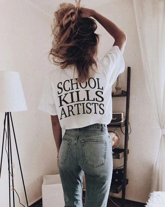 Женская футболка для школы Kills Artists Tee модная с графическим рисунком крутая в