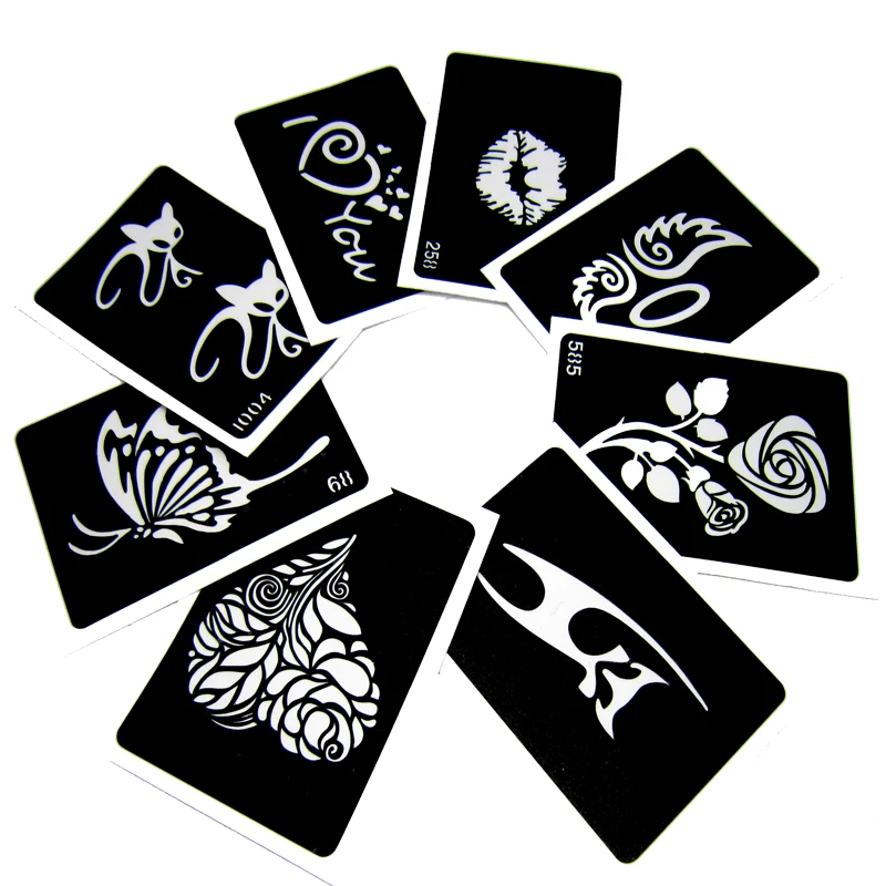 Трафареты с блестками для татуировок 100 шт./лот трафареты временные хной наклейки