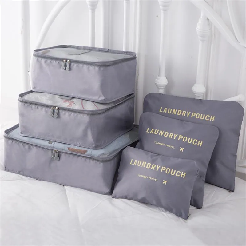 

High Quality 6pcs/set Men Women Luggage Travel Organizer Bag Makeup Bag Big Multifunction Cosmetic maleta de maquiagem 25#