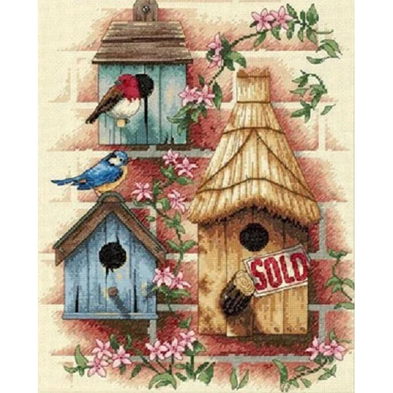 DIYFull Diamond Painting Wooden House Bird Mosaic Drawing Square Embroidery Cross Stitch Decoration Gift | Дом и сад